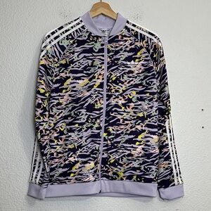 Adidas Youth Girls Size XLarge Purple Colorful Swirls Full Zip Up Track Jacket